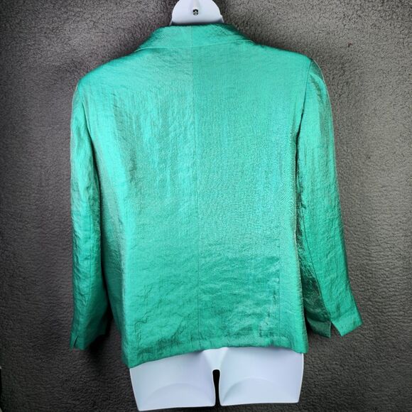 TanJay Blazer Jacket Womens 18W Metallic Green Summer Lightweight Pocket Career - Picture 14 of 14